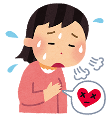 エコノミークラス症候群（肺血栓塞栓症）症状　突然の強い胸痛、背部痛、冷汗、安静時の呼吸困難など
