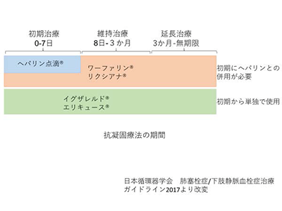 エコノミークラス症候群（肺血栓塞栓症）治療法　抗凝固療法の期間